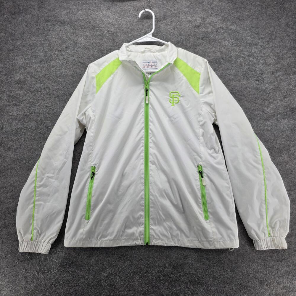 San Francisco Giants Jacket Mens Medium White Green MLB Baseball Windbreaker